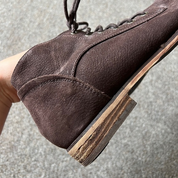 BDG Urban Outfitters Brown Suede Lace Up Ankle Boots Wooden Sole Womens Size 8.5 - Picture 5 of 12